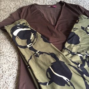 LuLaRoe TC leggings and matching brown shirt